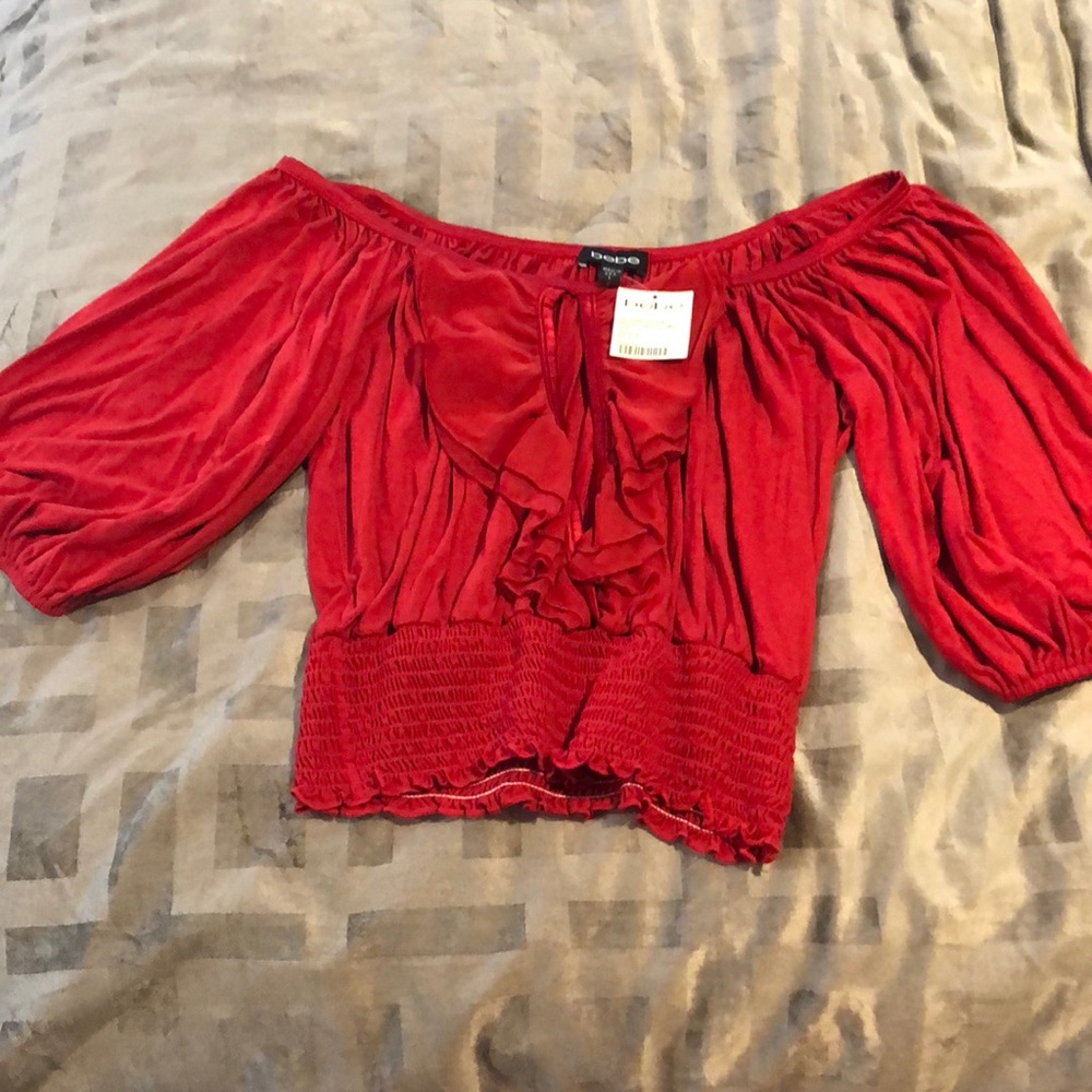 Brand New Vibrant Red Blouse with Center Cut out.